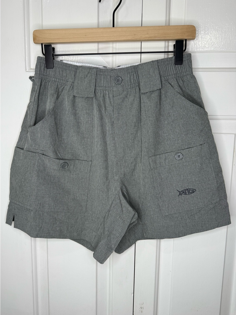 AFTCO Heather Gray Fishing Shorts Size 32 - Picture 2 of 5